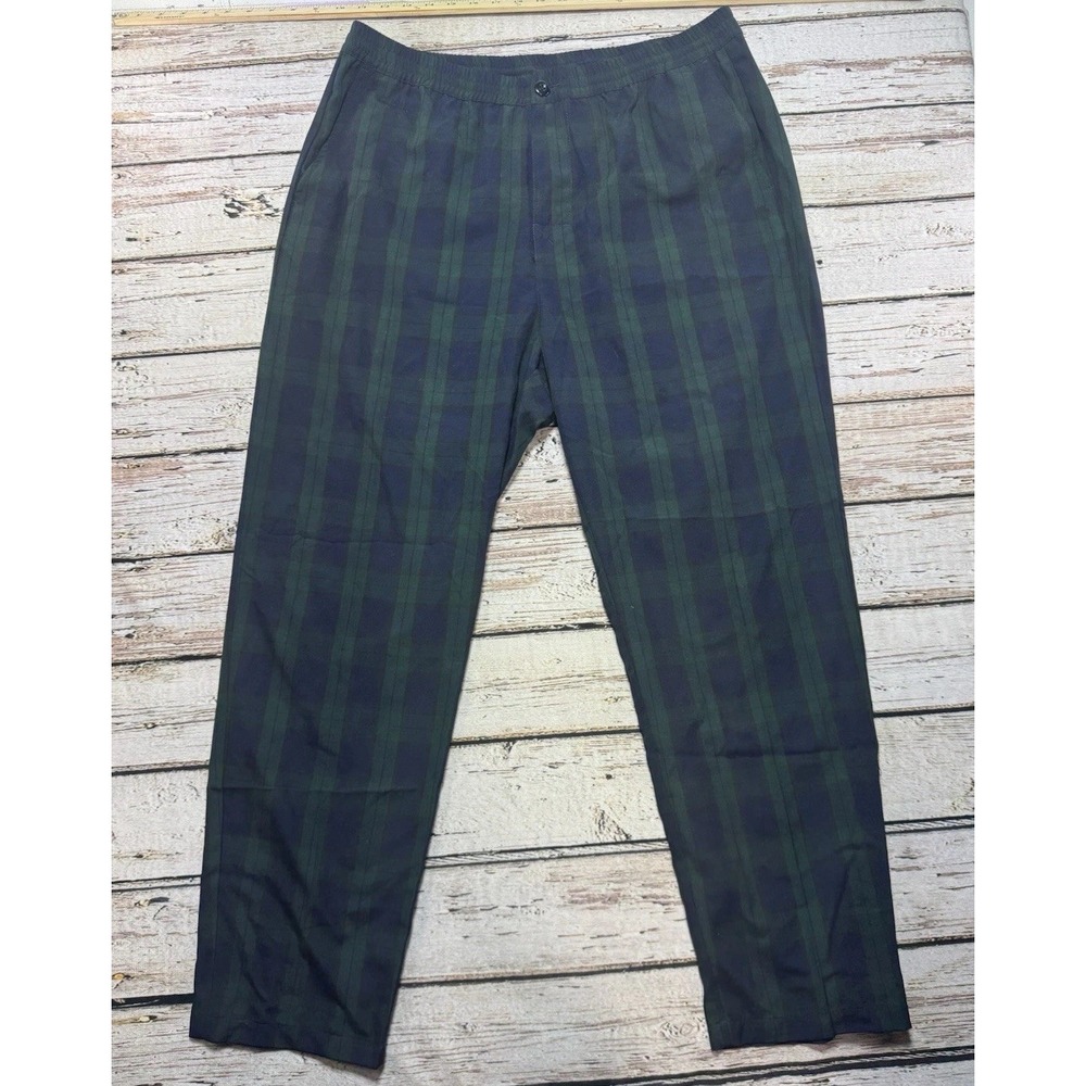 STUSSY BRYAN Pants Tartan Blackwatch Holiday Plaid Blue Green Skater XL